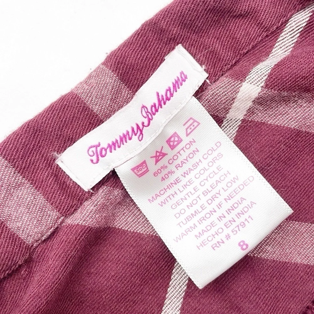Tommy Bahama girls maroon plaid flannel long sleeve button down shirt